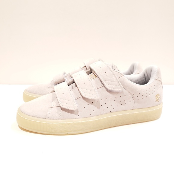 puma x careaux basket strap trainers in beige